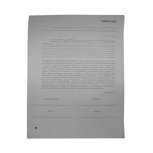 Carta Poder América 1 Pieza