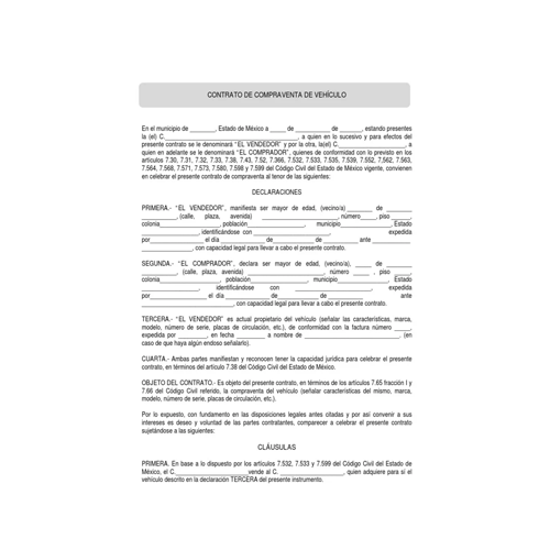 Contrato Compraventa América 1 Pieza