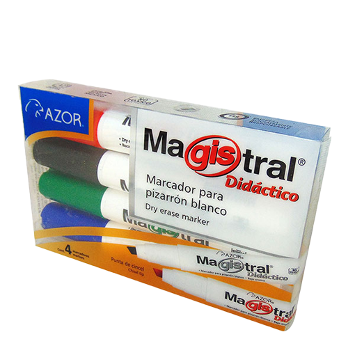 Marcador Azor Magistral Didáctico Punta Cincel 8354 (Estuche con 4 Piezas)