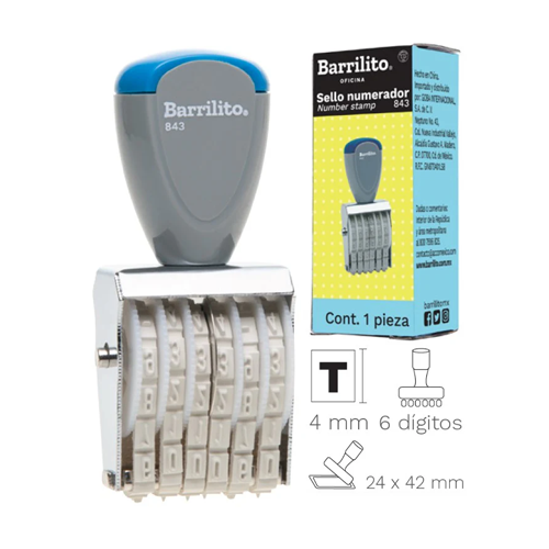 Sello Numerador Barrilito 843, 6 Bandas, 4 mm