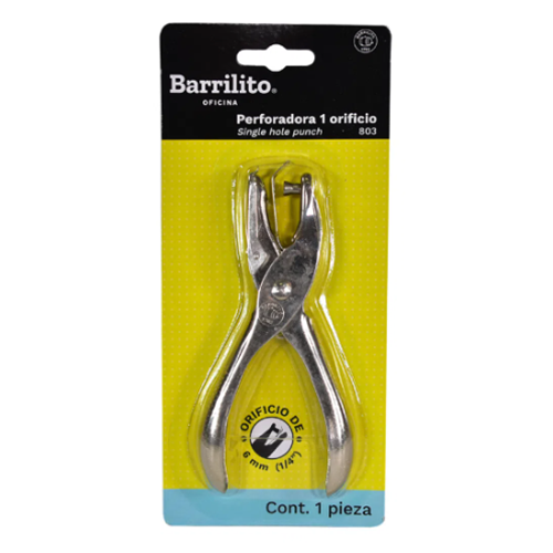 Perforadora Barrilito 1 orificio, Modelo: 0803B, 1 Pieza.