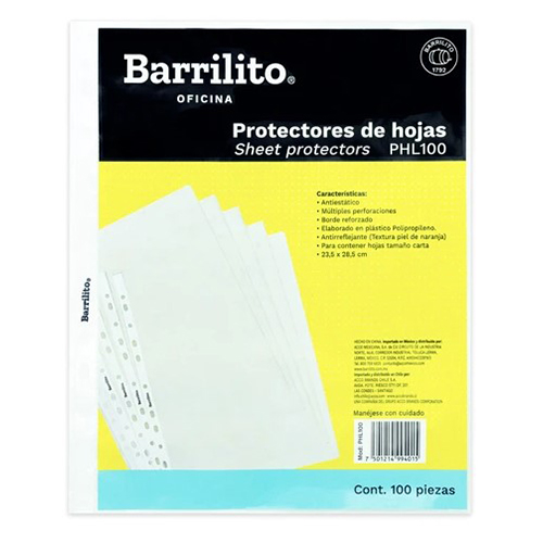 Protector Barrilito, Tamaño Carta, C/100, (1 Pieza)