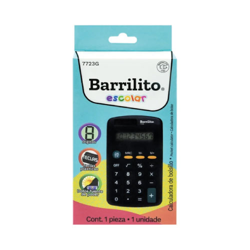 Calculadora Barrilito De Bolsillo, 8 Digitos, Modelo 7723G, (1 Pieza)