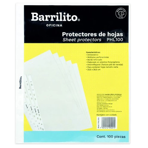 Protector Barrilito Ligero, Tamaño Carta, C/10, (1 Pieza)