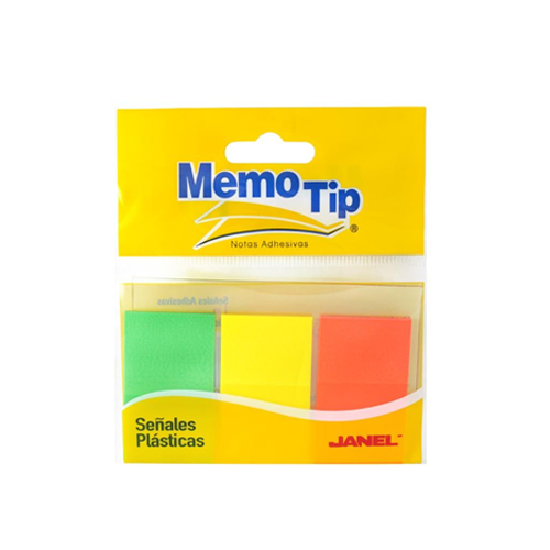 Banderitas Señales Janel Plásticas Removibles, 3 Colores Neón, Grande (6570116795)