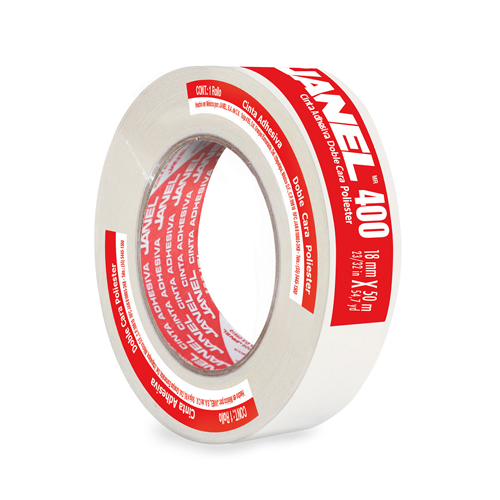 Cinta Janel T-400 Doble Capa Poliéster 18 mm x 50 m