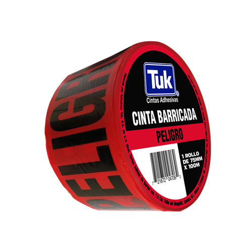 Cinta Barricada Tuk T-520 Sin Adhesivo Peligro (Roja) 75 mm x 100 m