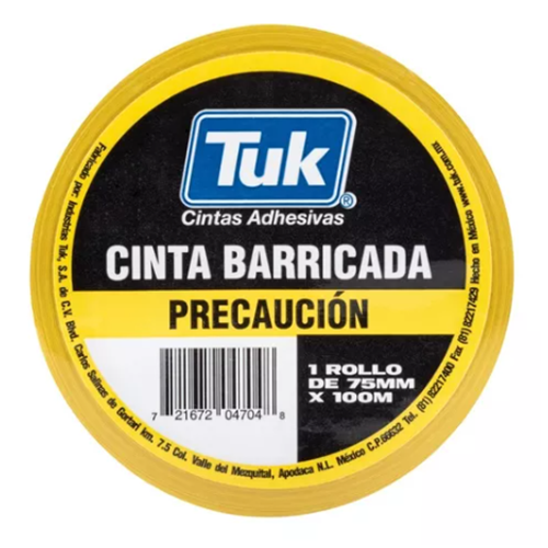 Cinta Tuk barricada, Modelo T-520 Sin adhesivo, para precaución, color amarillo, 75  x 100, (1 Pieza