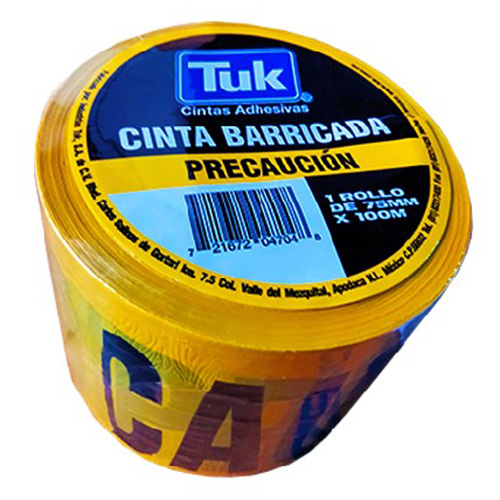 Cinta Tuk barricada, Modelo T-520 Sin adhesivo, para precaución, color amarillo, 75  x 100, (1 Pieza