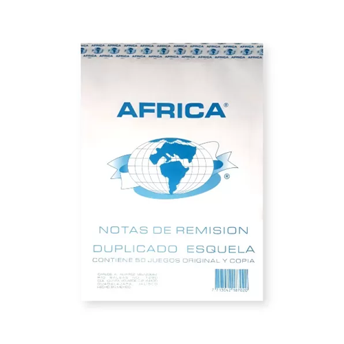 Block África De Remisión Esquela Duplicado