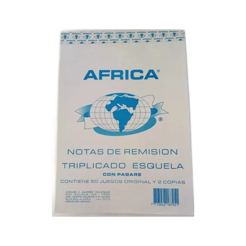 Block África De Remisión Esquela Triplicado