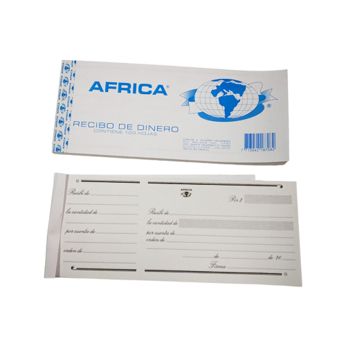 Block África Recibo De Dinero 100 Hojas