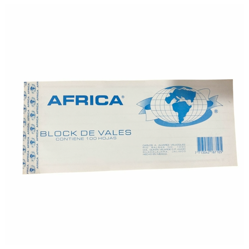Block África Recibo General 100 Hojas