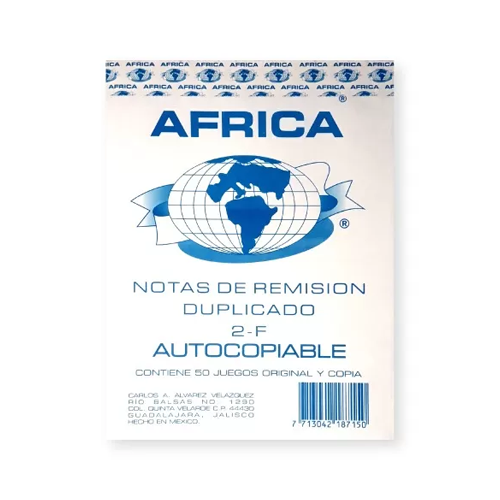 Block África De Remisión 2F Autocopiante 25 Juegos