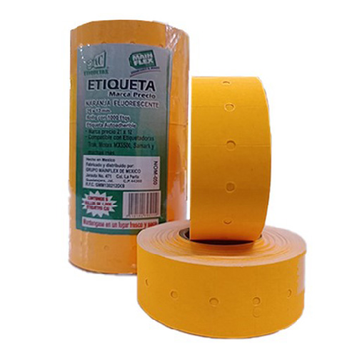 Etiqueta GS-8 Rollo con 1000 Piezas 21x12 mm Fluorescente Naranja