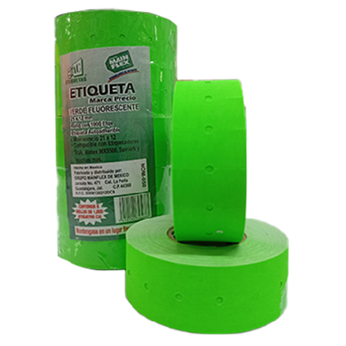 Etiqueta GS-8 Rollo C/1000 21X12 Fluorescente verde.