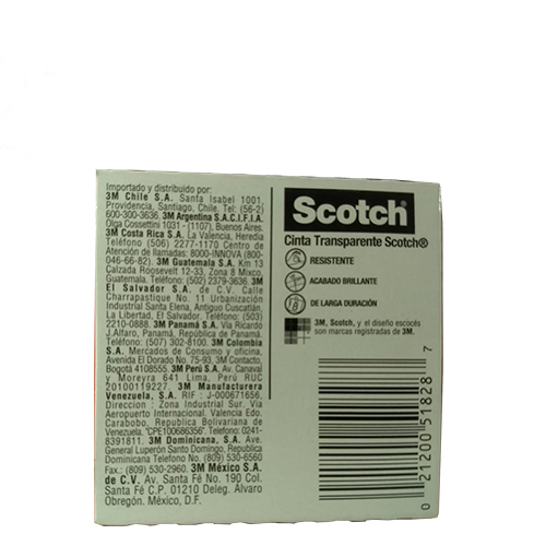 Cinta Scotch Celofán, 3M, 19 mm x 33 m, (1 Pieza)