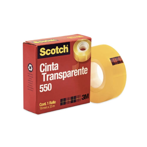 Cinta Scotch Celofán, 3M, 19 mm x 33 m, (1 Pieza)