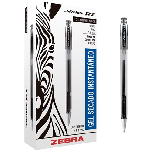 Bolígrafo Zebra J-Roller, Color Negro, (1 Pieza)