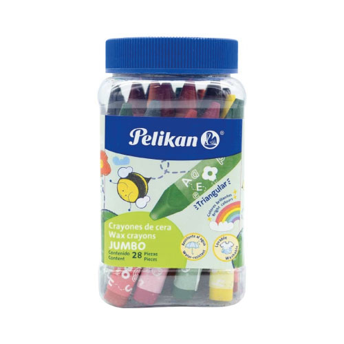 Crayon Pelikan Jumbo Triangular, Con 28, (1 Frasco)