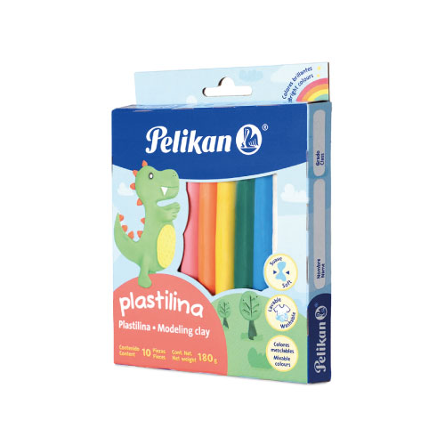 Plastilina Pelikan Barritas, 10 Barras, Colores Surtidos, (1 Paquete)