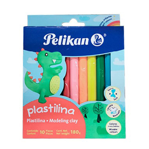 Plastilina Pelikan Barritas, 10 Barras, Colores Surtidos, (1 Paquete)