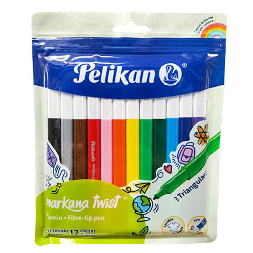 Plumones Pelikan Markana Twist, 12 Piezas, (1 Caja)
