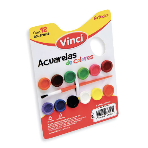 Acuarela Marca Vinci C/12 Pastillas (1 Pieza)