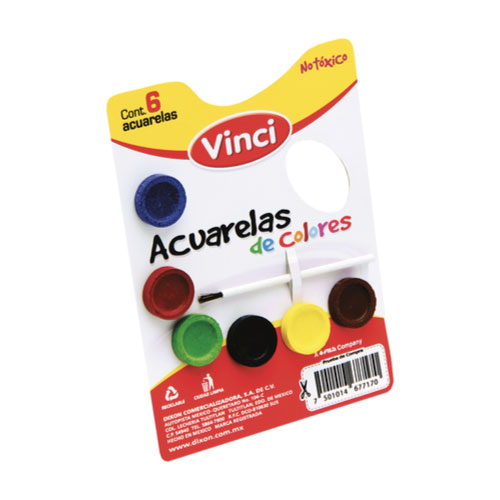 Acuarela Marca Vinci C/6 Pastillas (1 Pieza)