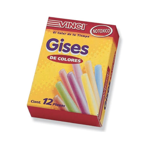 Gis Vinci, 12 Gises, Colores Diversos, (1 Caja)