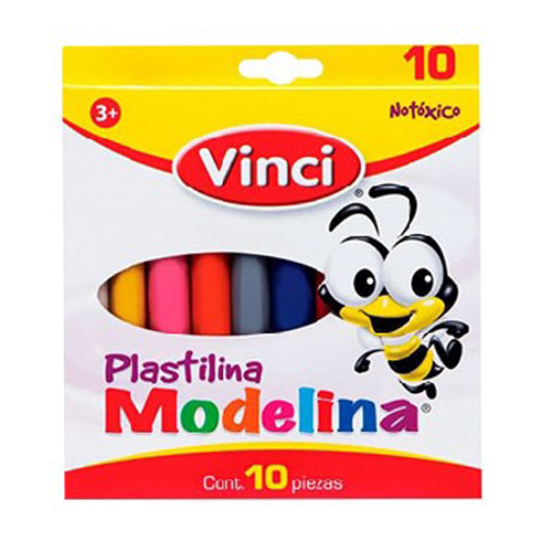 Plastilina Vinci Modelina Barritas, 10 Barras, Colores Surtidos, (1 Paquete)