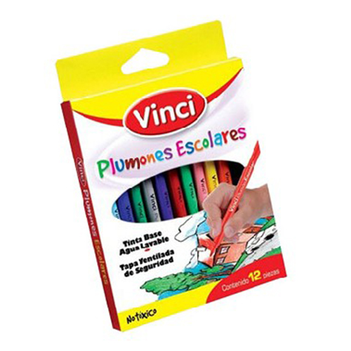 Marcador Escolar Vinci, 12 Piezas, (1 Caja)