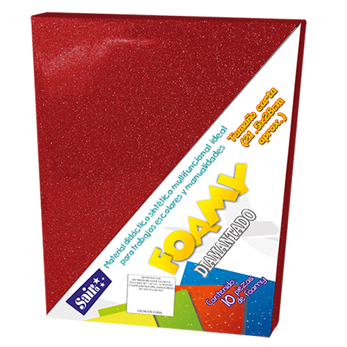 Foamy Saira diamantado, tamaño carta, #1, Rojo, 1 Pieza.