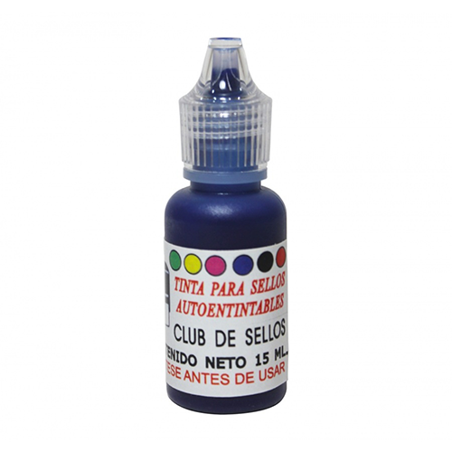 Tinta en frasco para sello automático color azul, club de sellos, 15ML, 1 Pieza.