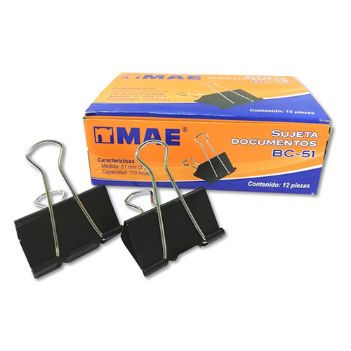 Sujeta documentos, marca Mae grande, Medidas 51MM, Modelo: BC-51, 1 Pieza.