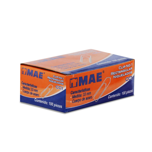 Clip Mae Rectangular #1 CC1, Caja con 100 Piezas