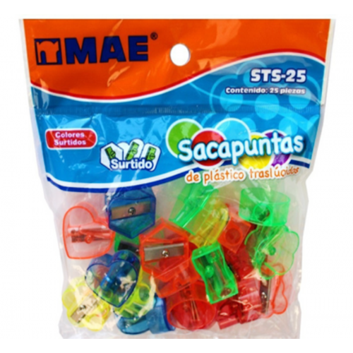 Sacapuntas Mae, bolsa con 25 Piezas surtidos