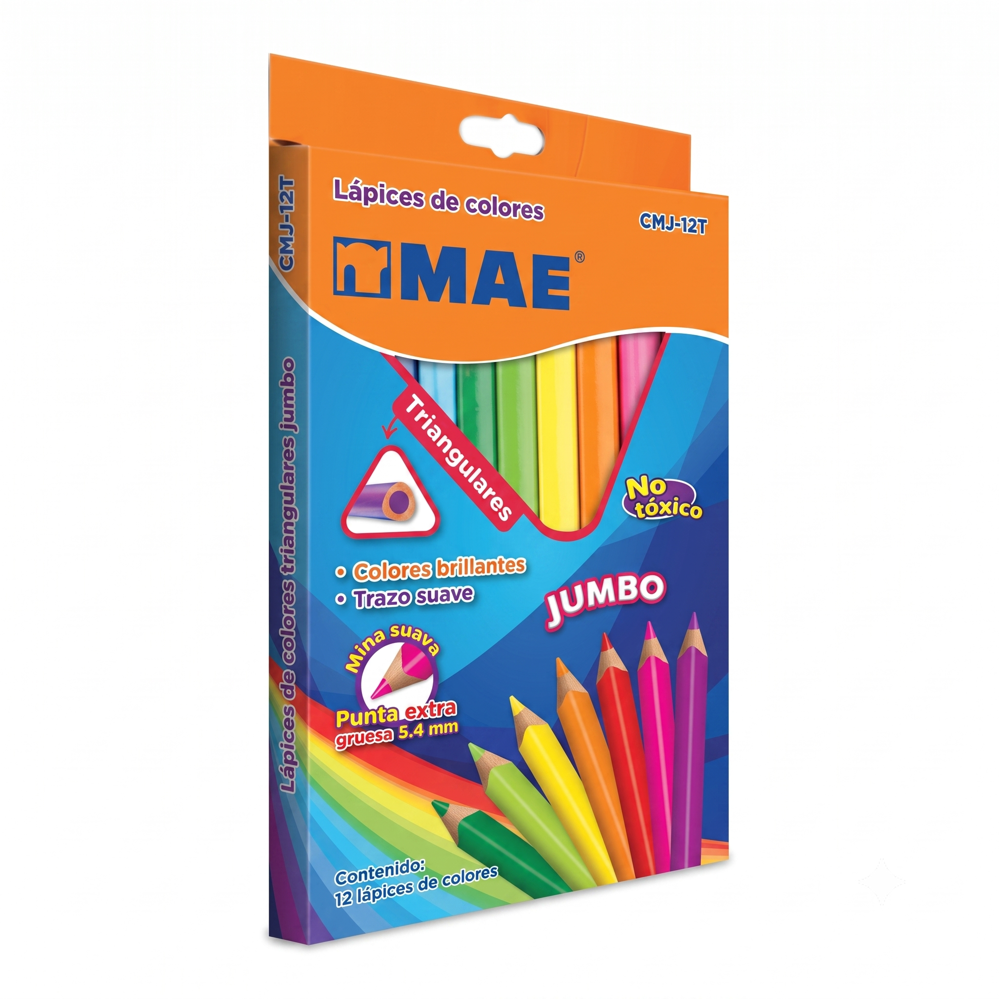 Colores MAE Lápices de Colores Triangulares Jumbo C12 CMJ12T