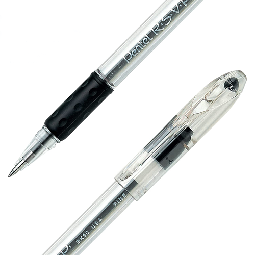 Bolígrafo Pentel RSVP, BK90, Ergonómico, Color Negro, (1 Pieza)