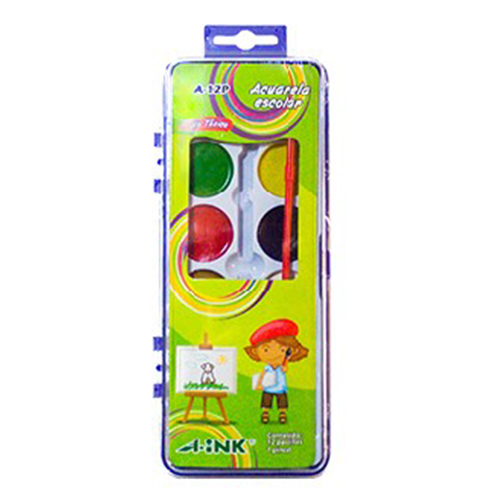 Acuarela A-ink Escolar Con 12 Unidades (1 Pieza)