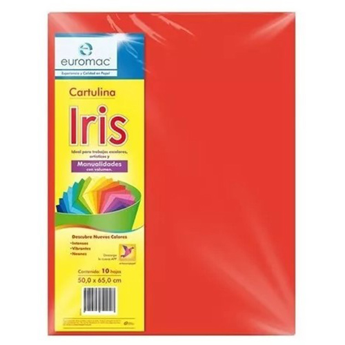 Cartulina Euromac, Medidas 50 x 65 Cm, Color Rojo, (1 Pieza)