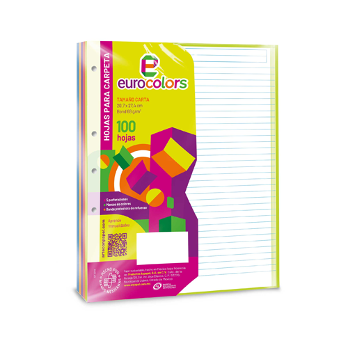 Hoja Eurocolor De Repuesto P/Carpeta T/C Raya C/100 RA0260, (1 Pieza)