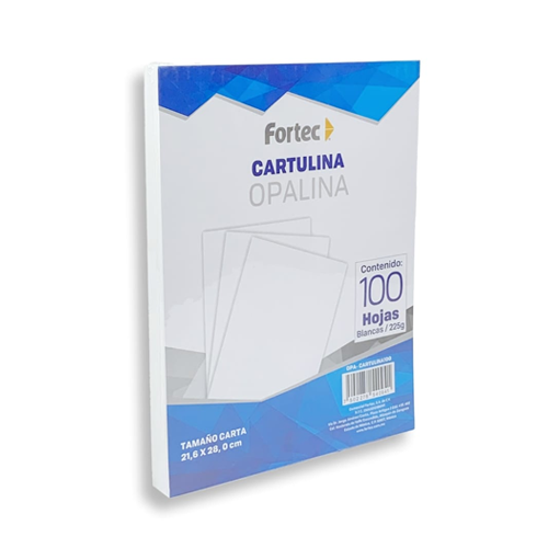 Cartulina Opalina Fortec Blanca T/C 225 g, paquete con 100 hojas