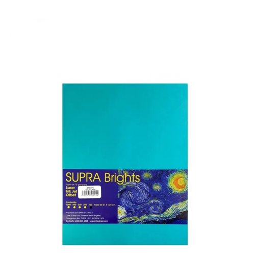 Hoja Supra Bright, Tamaño Carta, C/100, #2 Blue Bell, (1 Pieza)