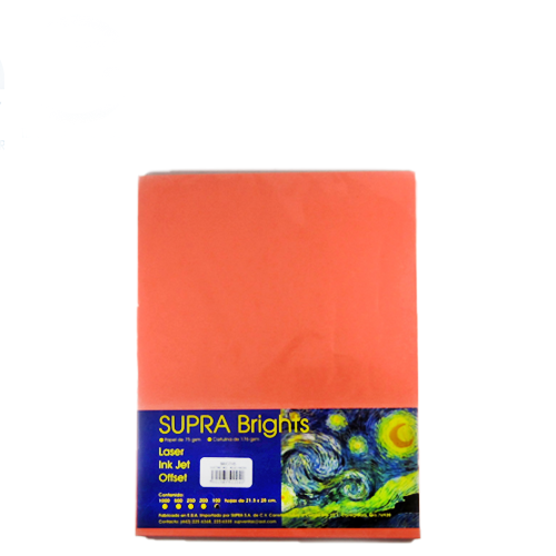 Hoja Supra Bright, Tamaño Carta, C100, #7 Naranja Claro, (1 Pieza)