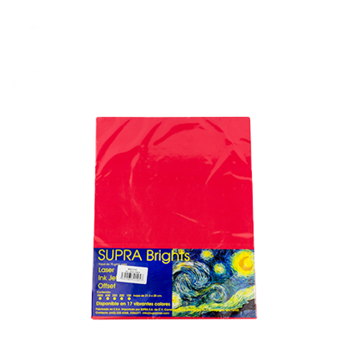 Hoja Supra Bright, Tamaño Carta, C/100, #9, Rojo Intenso, (1 Pieza)