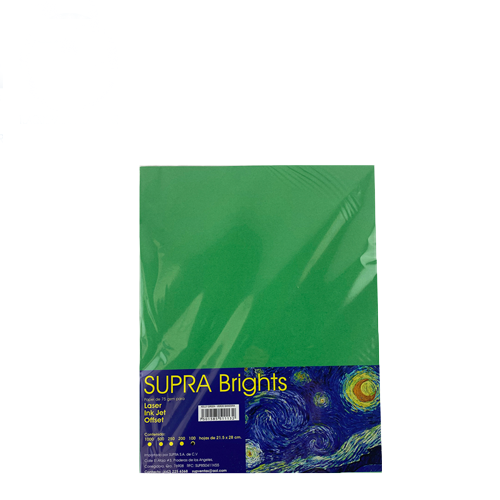 Hoja Supra Bright, Tamaño Carta, C/100, #6, Kelly Green, (1 Pieza)
