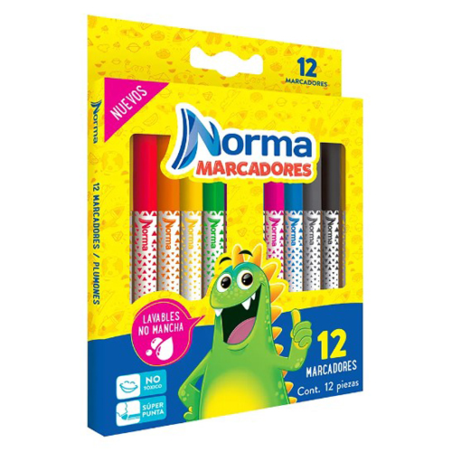 Plumones Norma lavables, C/12, (1 Caja)