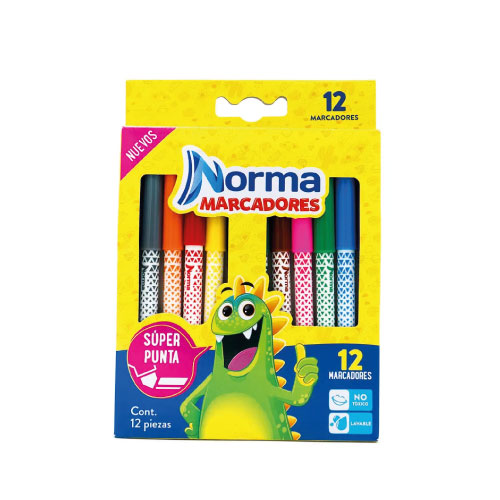 Plumones Norma lavables, C/12, (1 Caja)