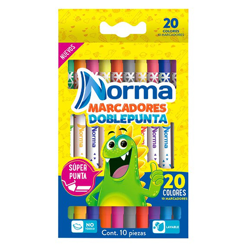 Plumones Norma Lavables, C/12, (1 Caja)